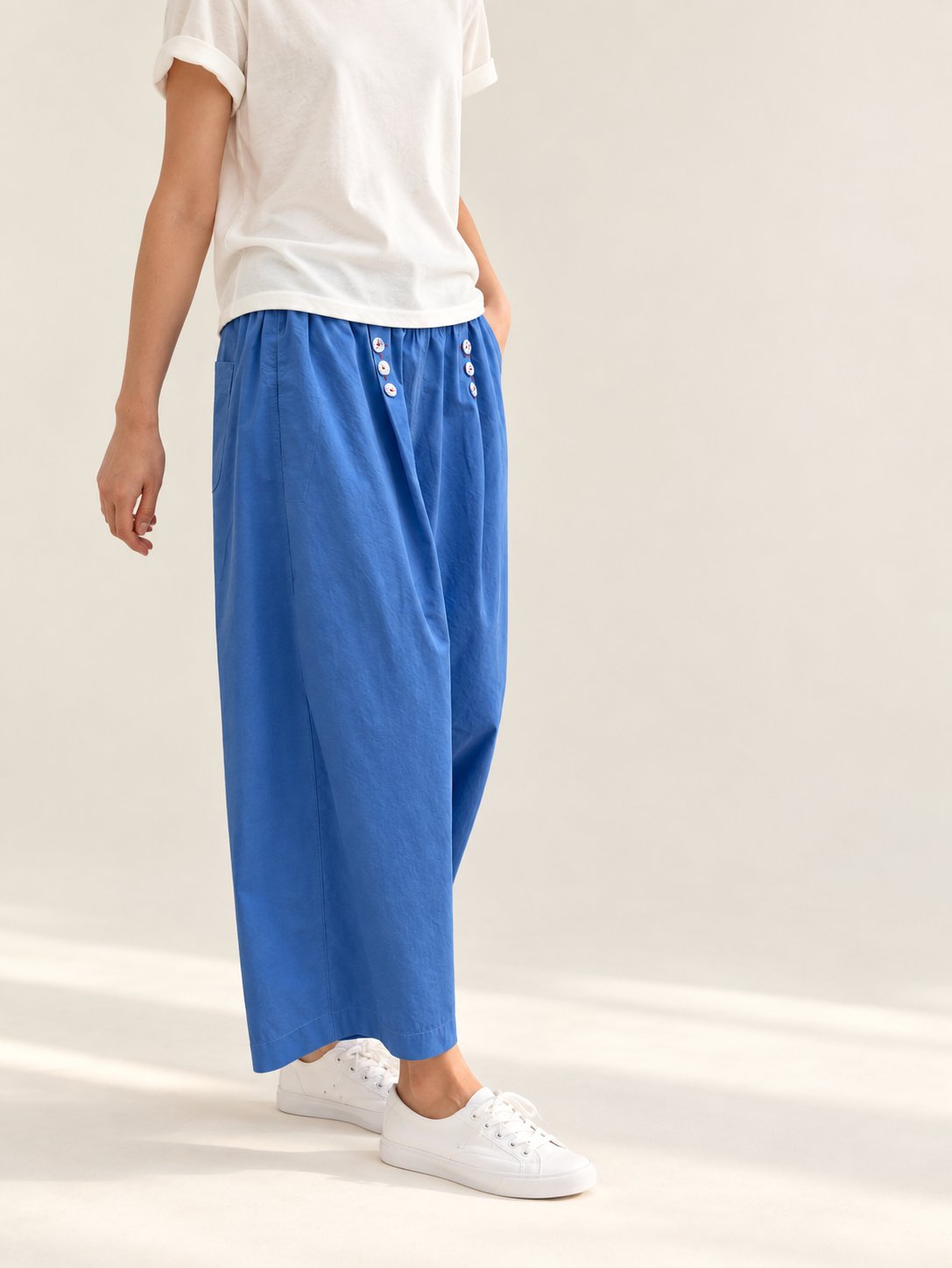 Button Front Cotton Pants — Blue · 원본 14 수정본