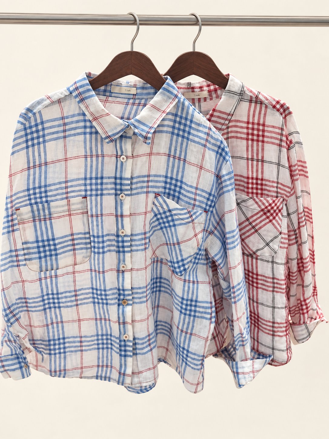 Soft Plaid Linen Shirt — 원본 색상 · 원본 3 수정본