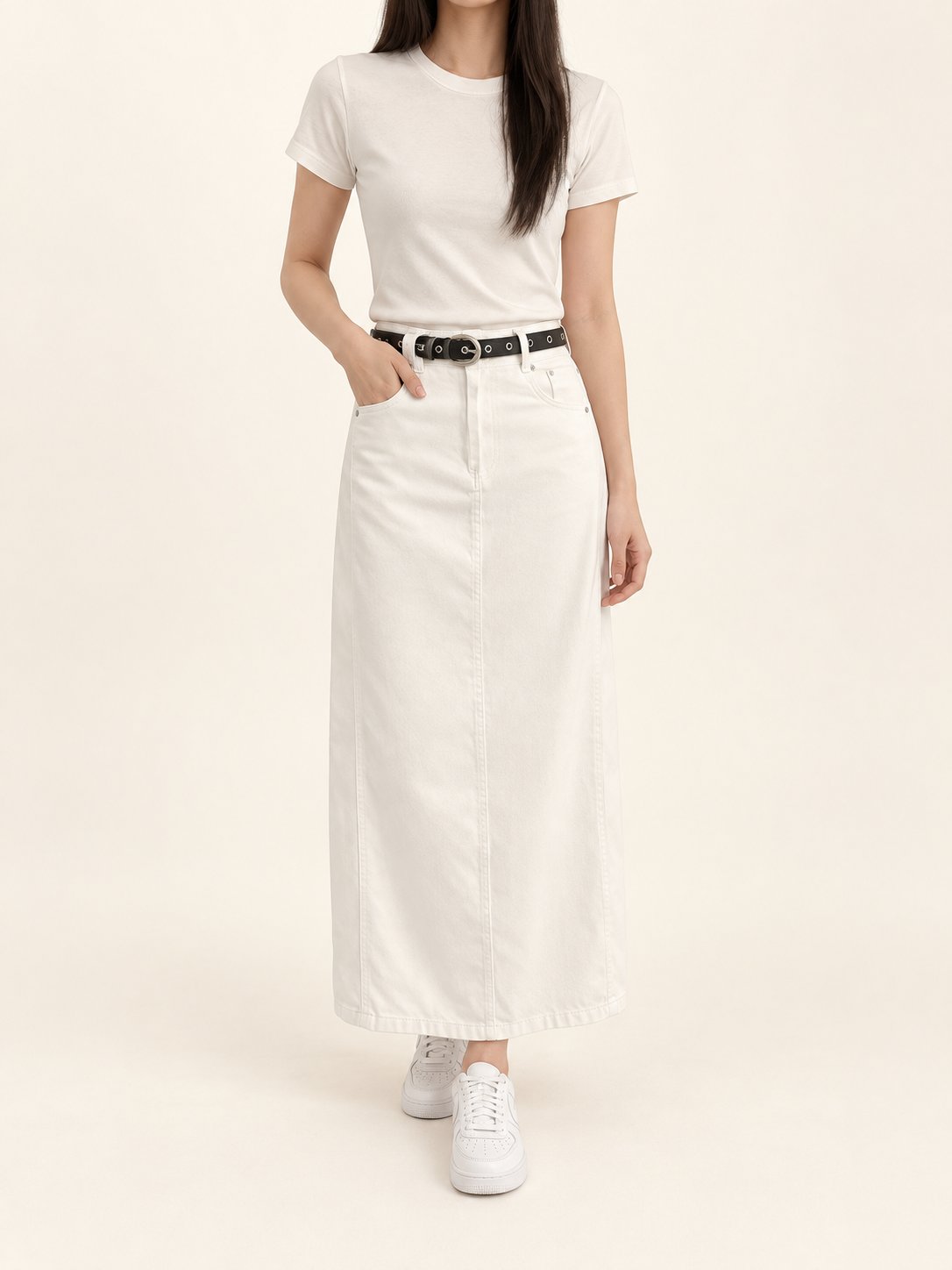 Straight Fit Cotton Skirt — 원본 색상 · 원본 2 수정본