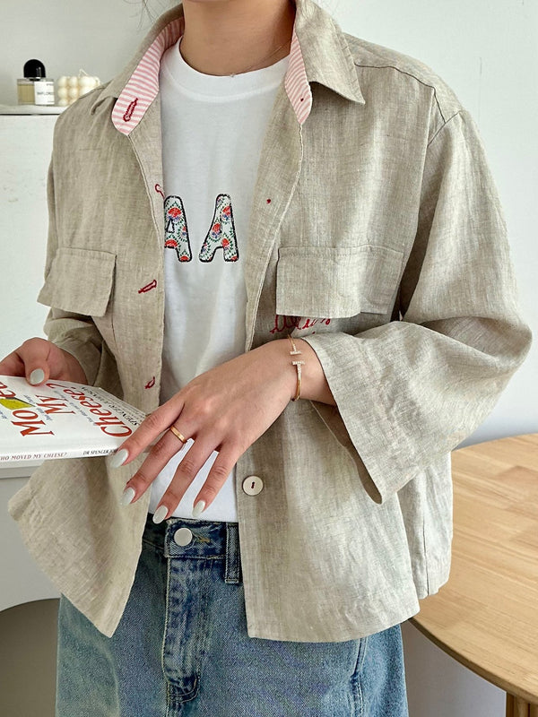 Star Linen 3/4 Sleeve Jacket