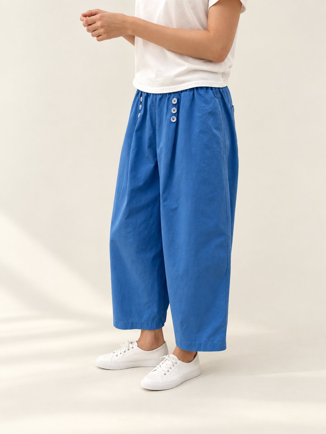 Button Front Cotton Pants — Blue · 원본 18 수정본