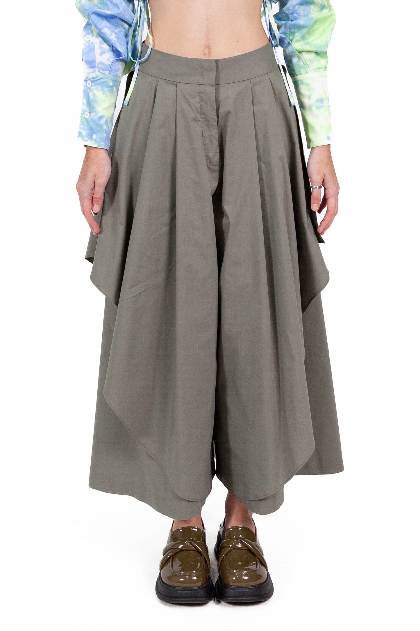 Draped Woven Skirtpants Long