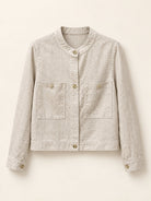 High Collared Pocket Linen Jacket — Beige · 제품컷