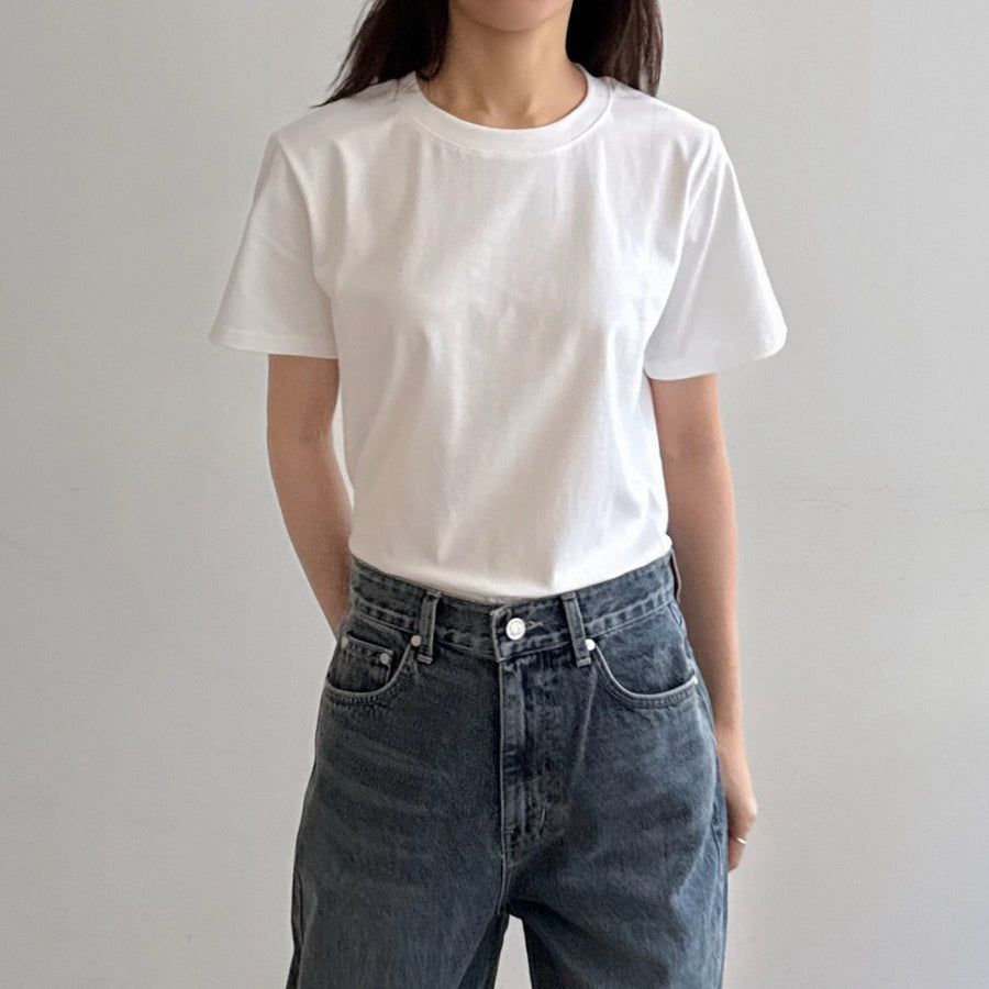 Semi-Cropped Slim Fit T-Shirt | Korean Fashion Singapore