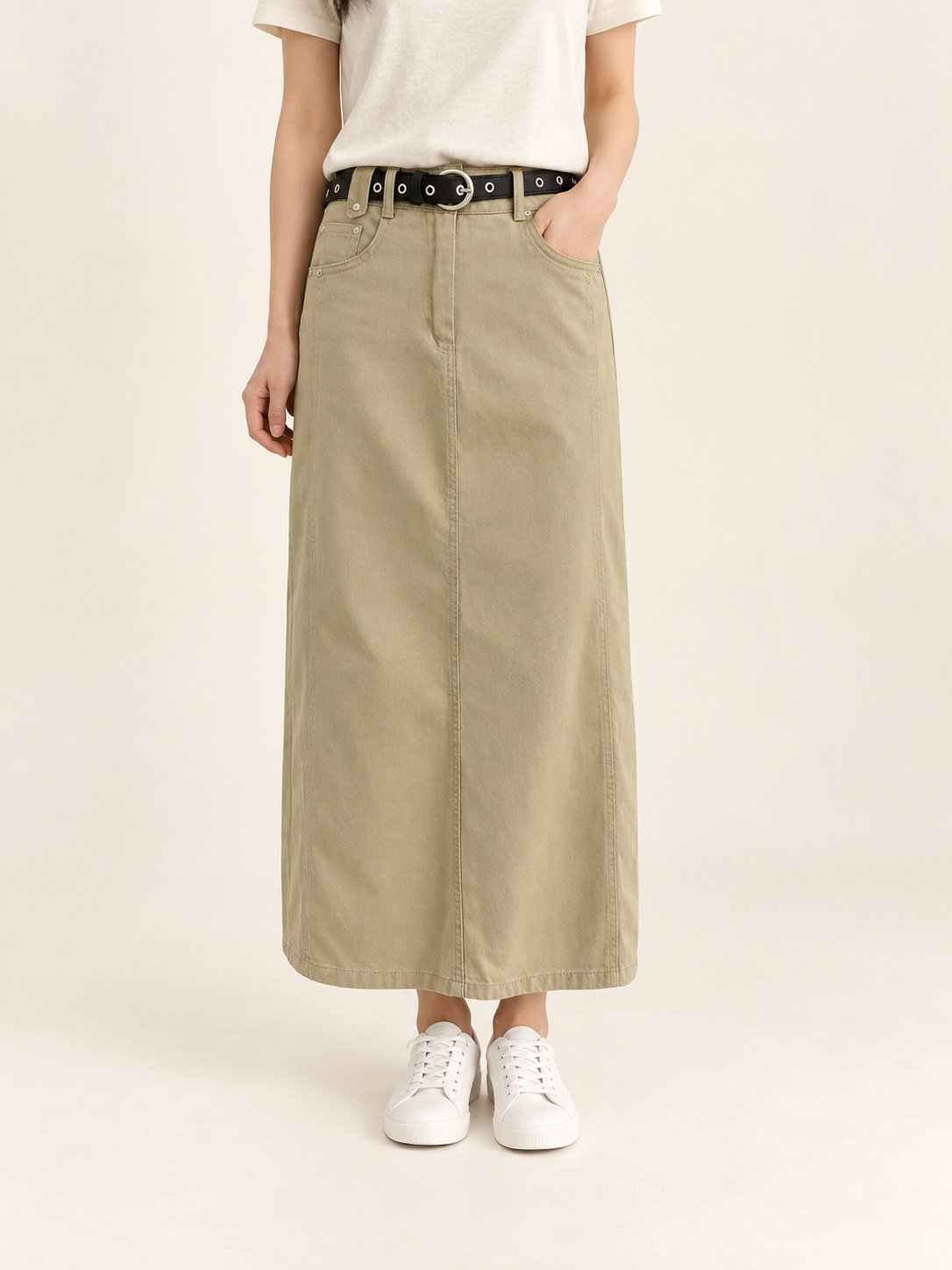Straight Fit Cotton Skirt — 원본 색상 · 원본 1 수정본