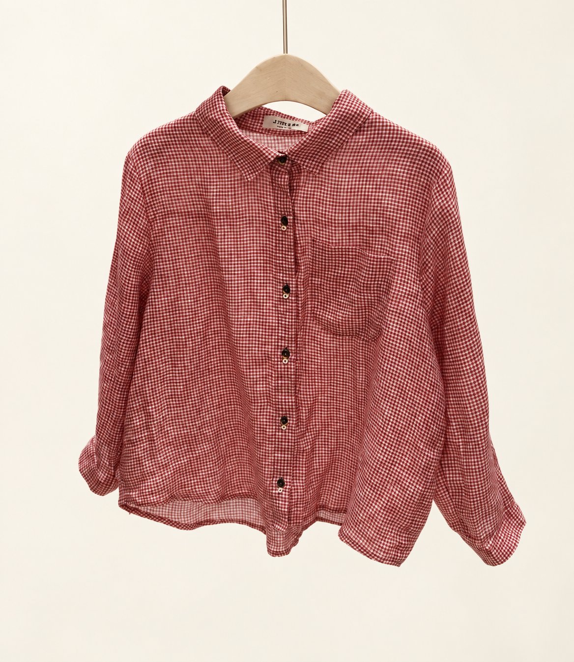 Audrey Gingham Linen Shirt — Red · 원본 1 수정본