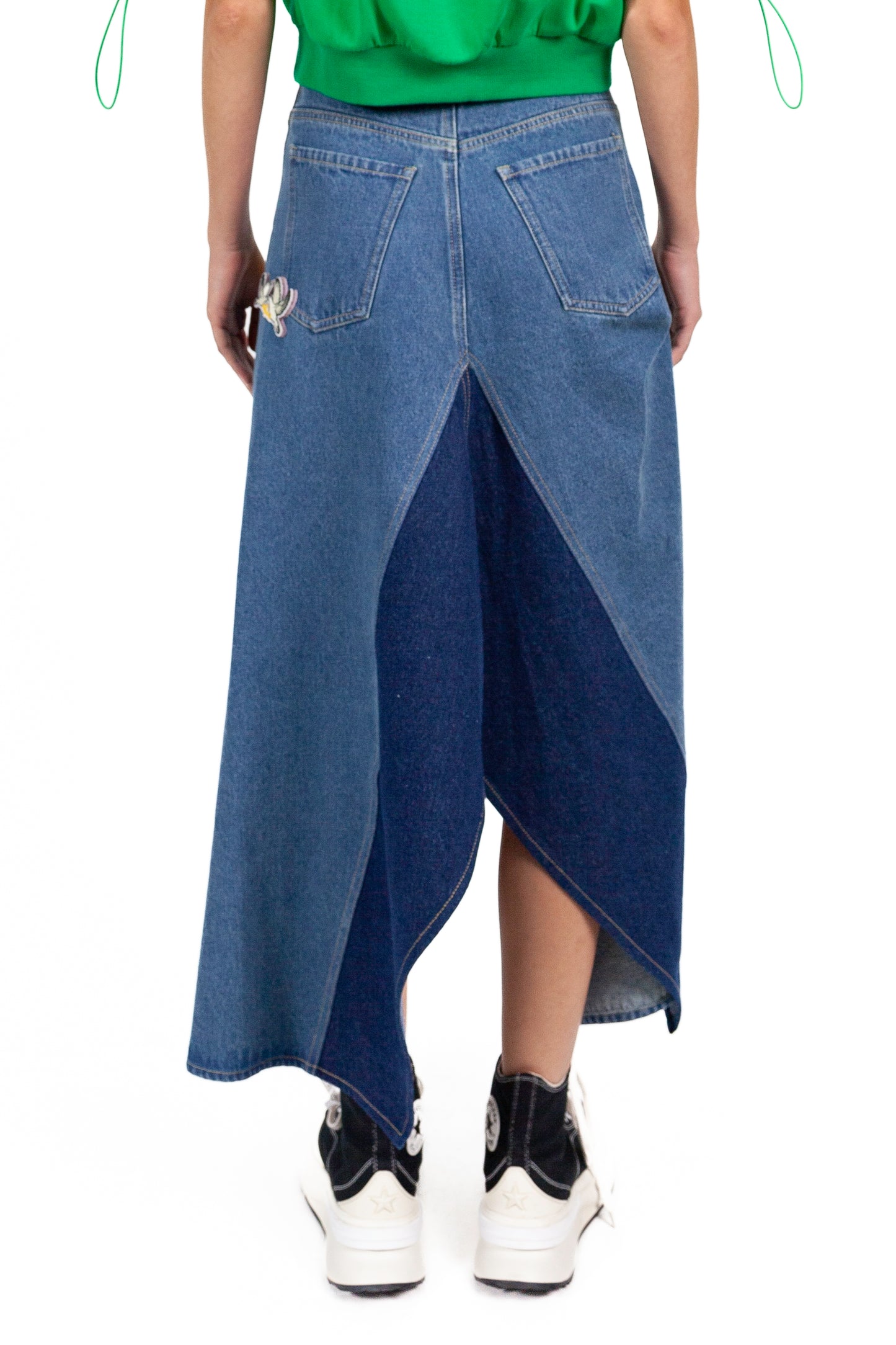 Deconstructed Denim Skirt Long