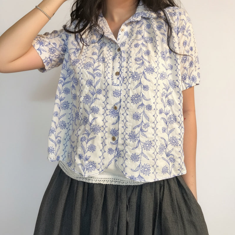 [Pre-Order 20%] Sage Bloom Embroidered Shirt