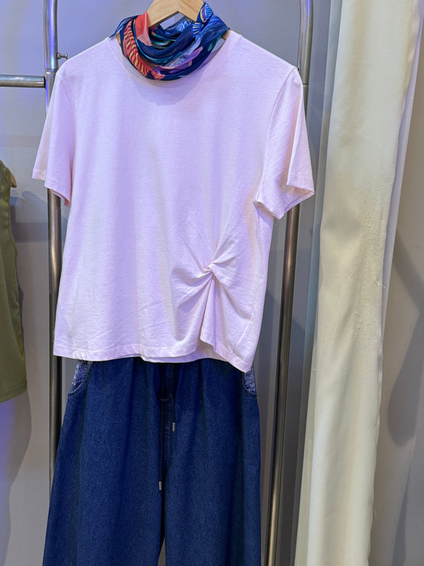 Knotted Front Cotton T-Shirt
