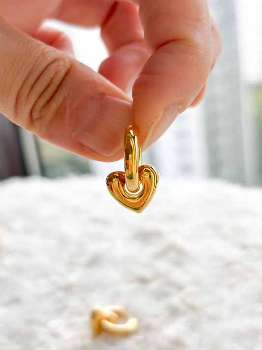 Golden Heart Dangler Earrings