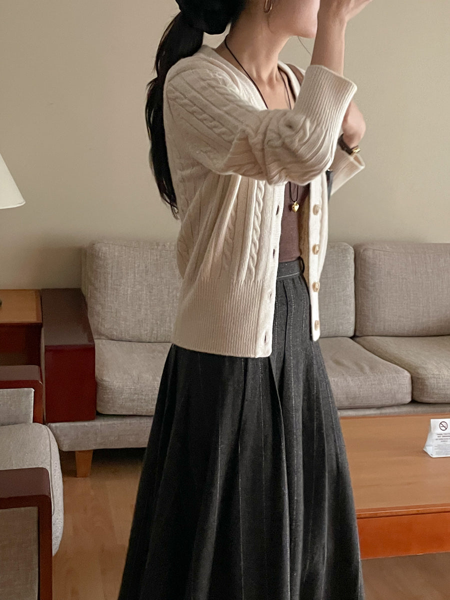 Wool Cable Cardigan