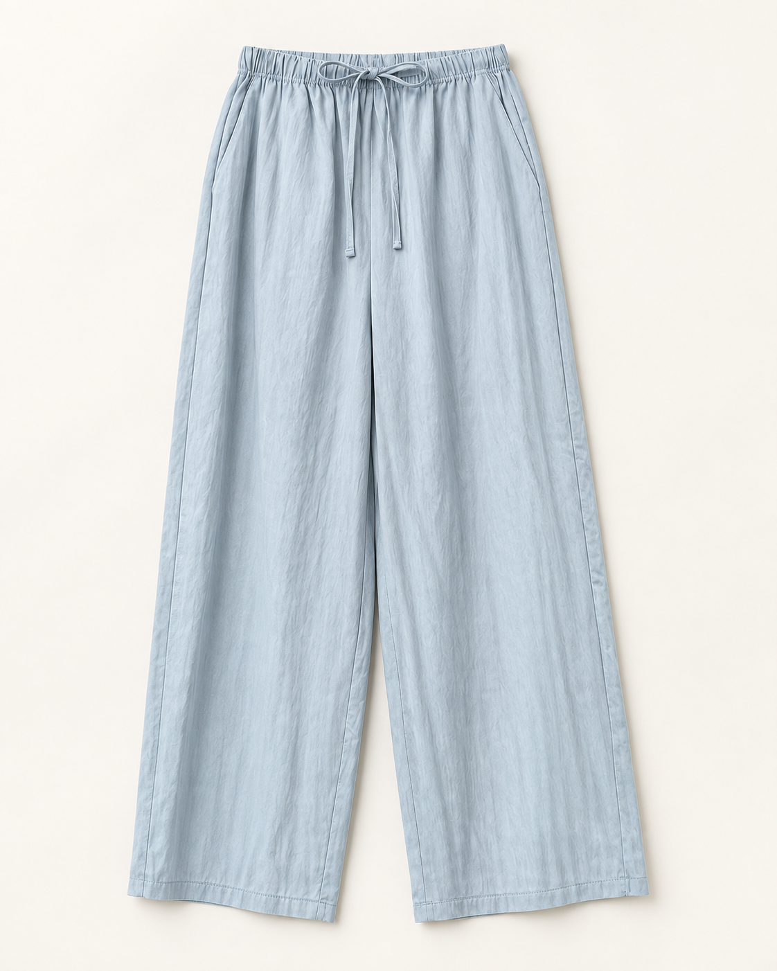 Comfort-Fit Office Cotton Banding Pants — Skyblue — product view