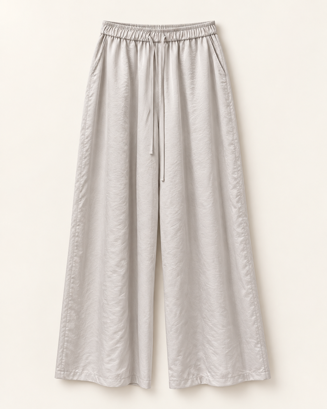 Wide Fit Cotton Banding String Pants — Light Gray — product view