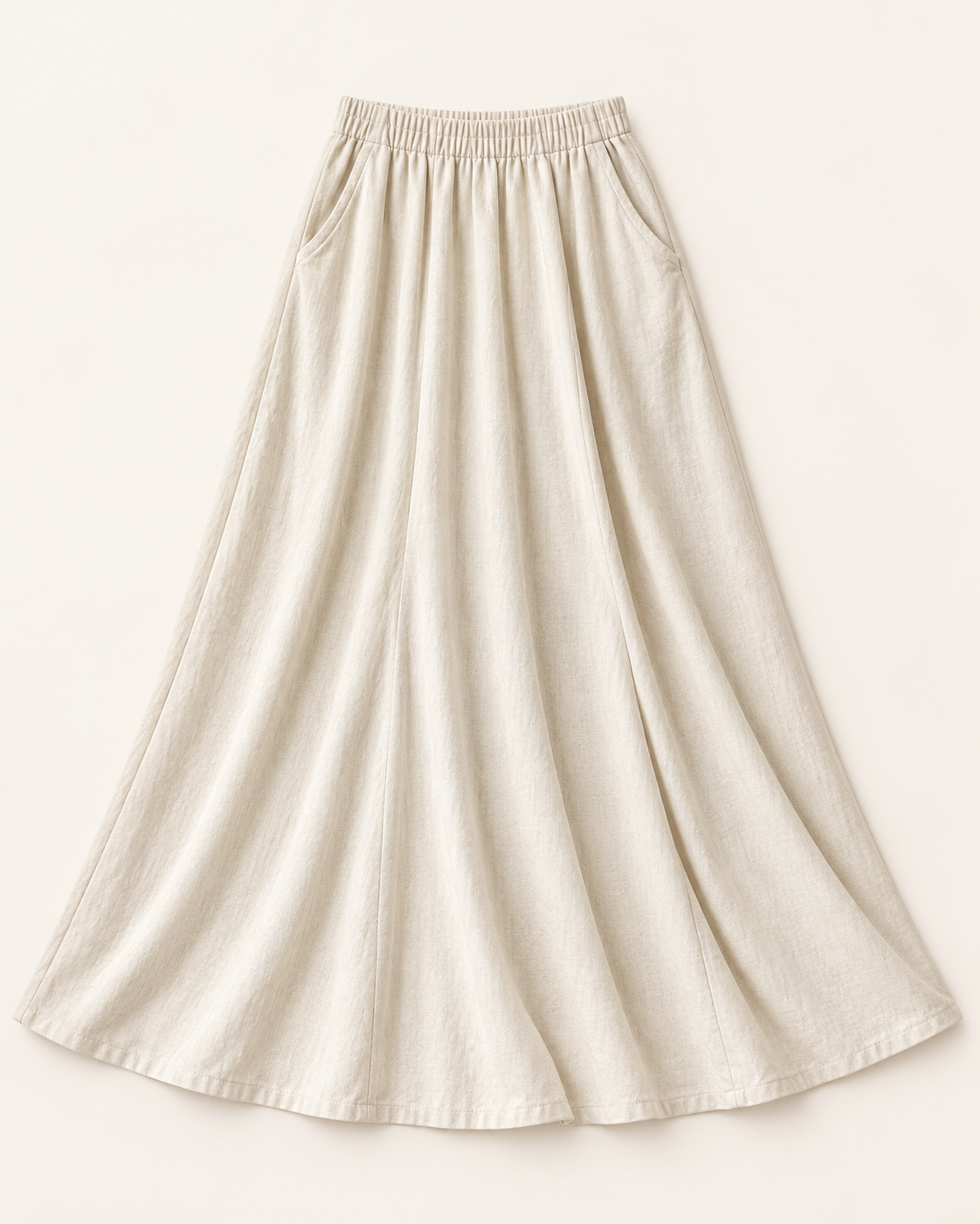 Slim cut linen pocket banding long skirt — Beige — product view