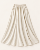 Slim cut linen pocket banding long skirt — Beige — product view