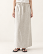 Straight fit Linen Banding Skirt — Beige — styled outfit