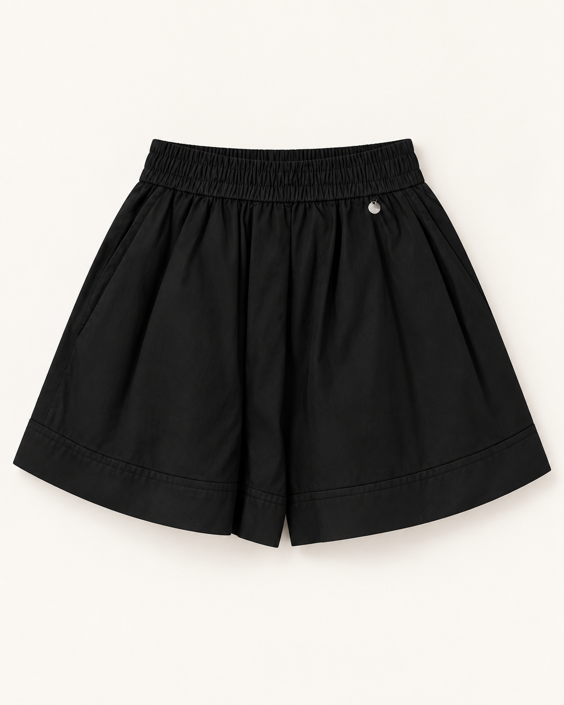 Coin Cotton Banding Shorts — Black — product view