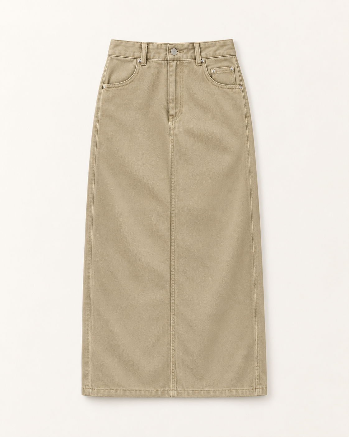 Straight Fit Cotton Skirt — Beige — product view