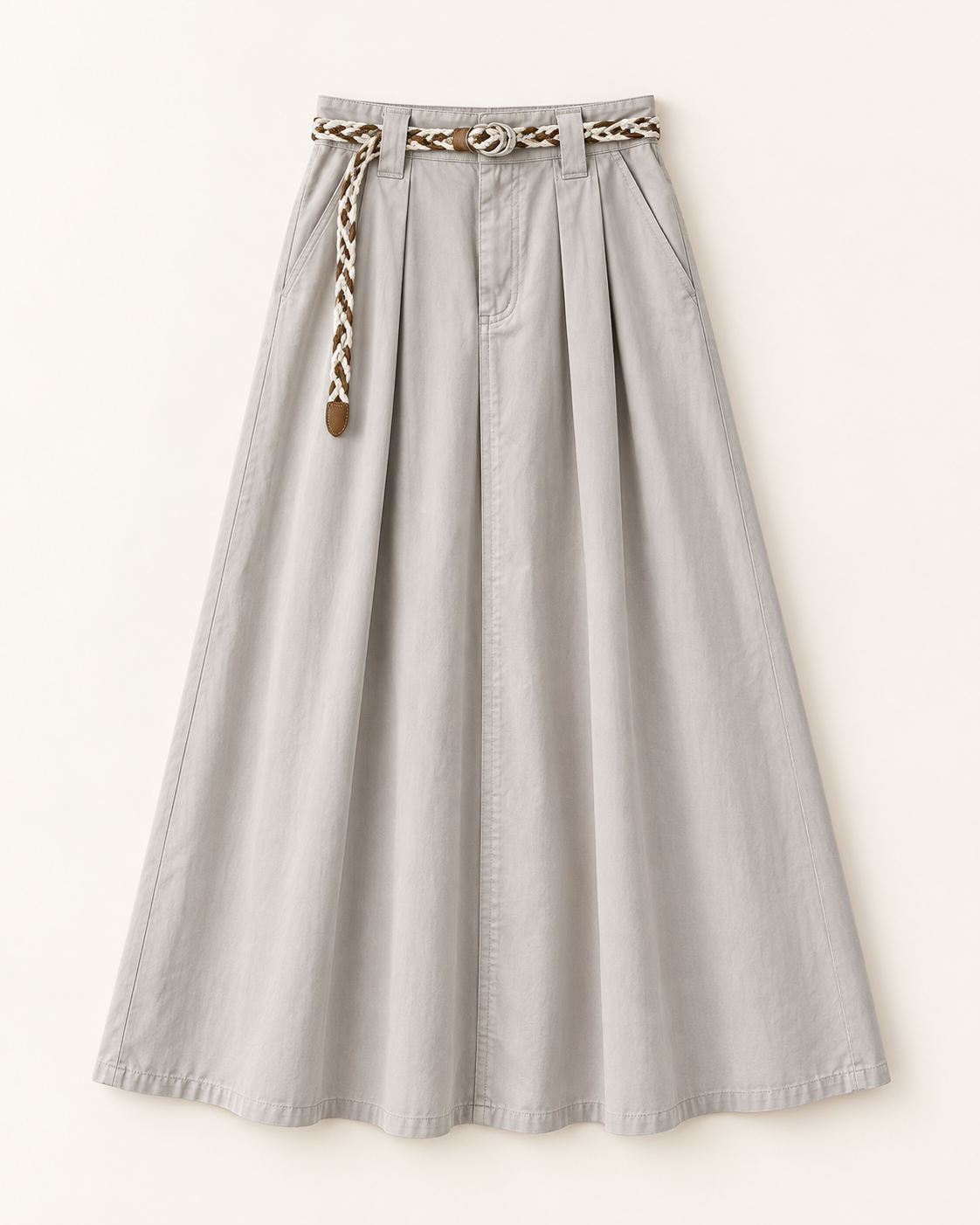 Soft A-Line Maxi Skirt — Light Gray — product view