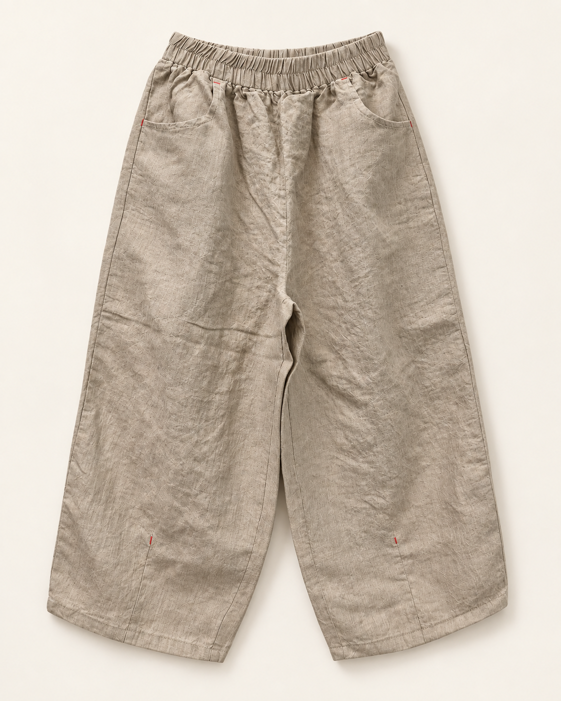 Pure Linen Balloon Banding Pants — Beige — product view