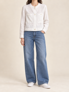 High Collared Pocket Linen Jacket — White · 착용컷 · 사진 색상