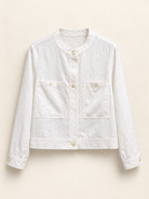 High Collared Pocket Linen Jacket — White · 제품컷 · 사진 색상