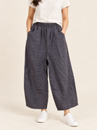 Pure Linen Balloon Banding Pants — Navy · 사진 색상 · 앞모습 · 착용컷