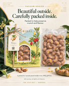 NURIDAL cashews in a protective vacuum pouch with an individually illustrated 500g gift box.