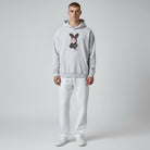 The JeJe Korea fashion&lifestyle의 ADLV X Rabbit Valley 그레이 코튼 후드티를 착용한 모델