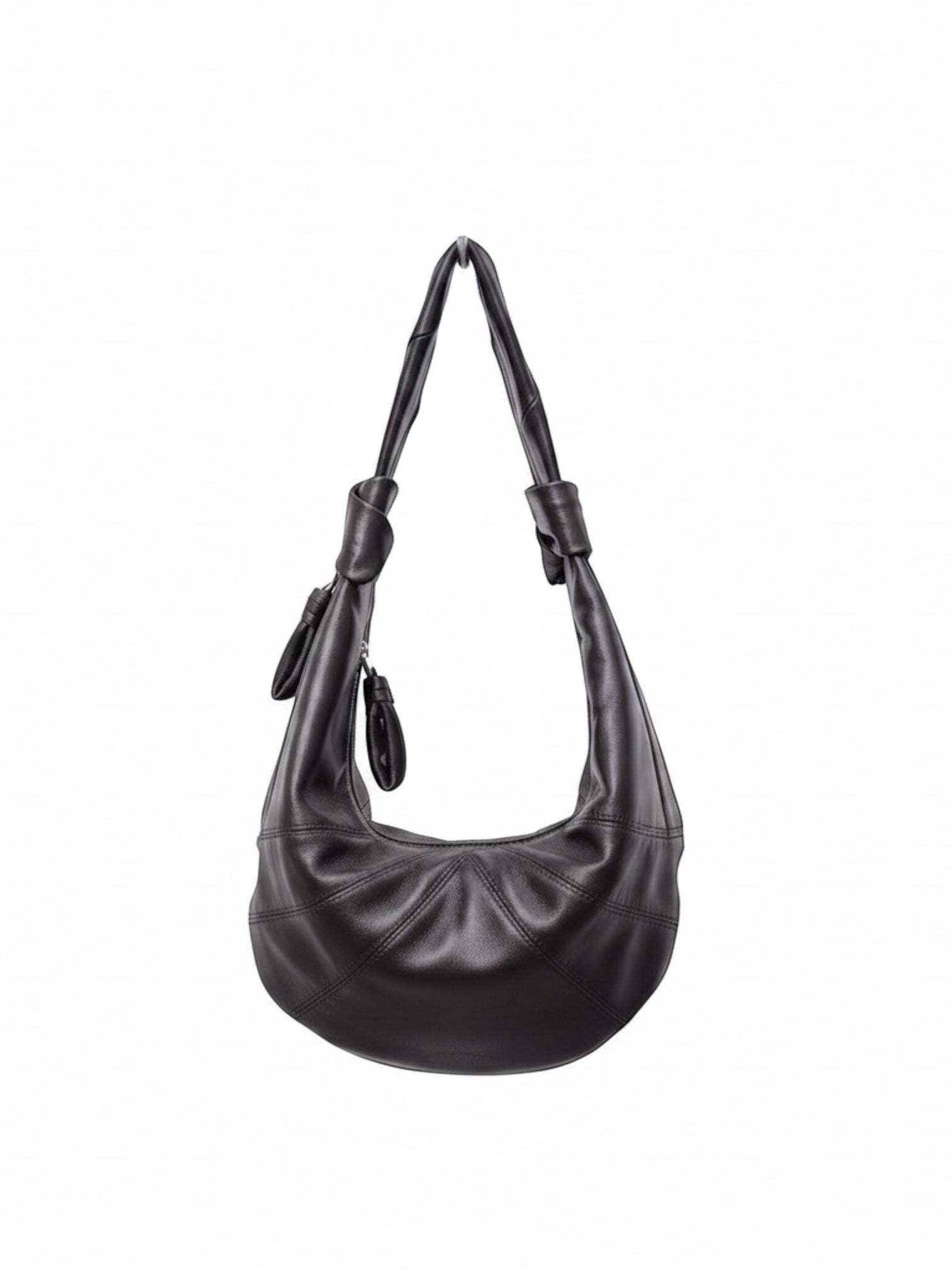 The JeJe Korea fashion&lifestyle 10-272 프리미엄 램스킨 노티드 호보백, 블랙